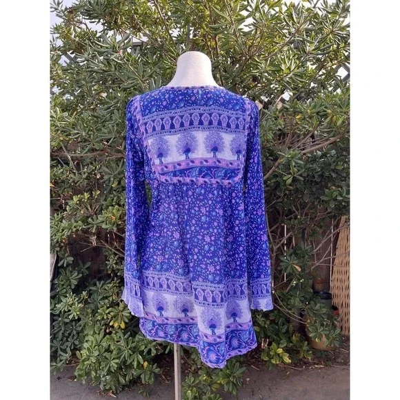 Vintage 70's India Blouse Tunic Peacock Boho Hippie Top Lightweight Geeta - Picture 6 of 13